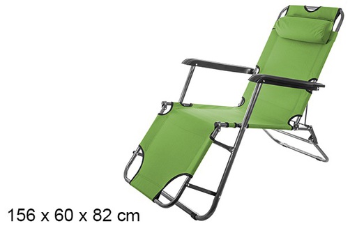 [105982] Cadeira de praia dobrável Oxford verde 156x60 cm