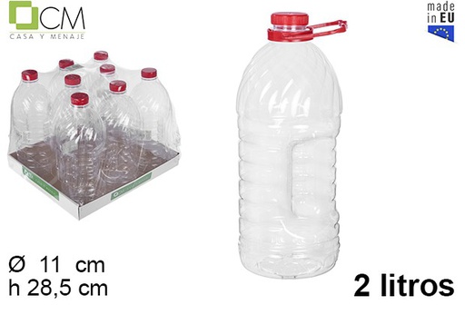 [106067] Bouteille en plastique PET ronde avec poignée 2 l.