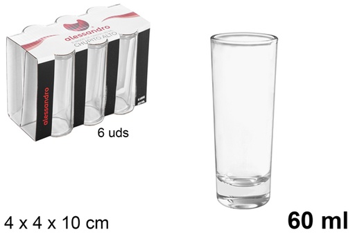 [105541] Pack 6 tall crystal shot glasses 60 ml