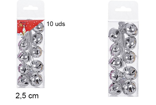 [107115] 10/shiny silver bells 2.5cm 