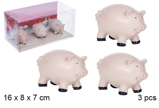 [106241] Pack 3 cochons en résine pour enfants