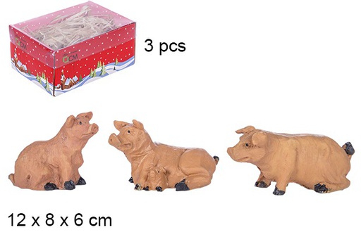 [106244] Pack 3 resin pigs in a box with a PVC lid