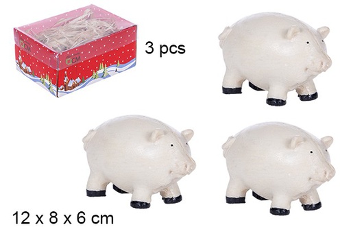 [106251] Pack 3 children's pigs resin box PVC lid