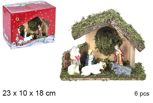 [106282] Presepe in legno 6 pezzi 23x10x18 cm