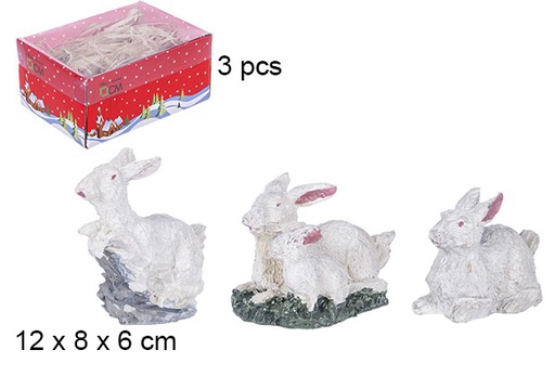 [106294] Pack 3 conejos resina caja tapa PVC