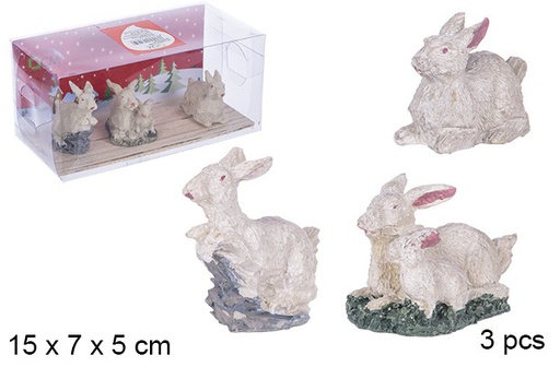 [106295] Pack 3 conejos resina