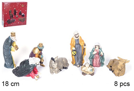 [106382] Pack 8 pezzi Natività in resina 18 cm