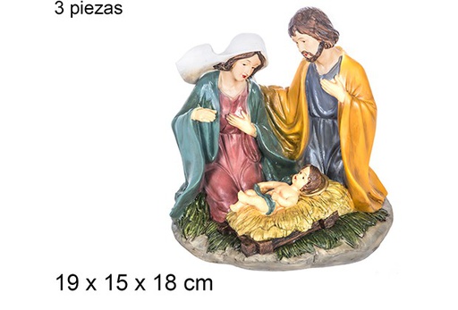 [106391] Natività in resina set 3 pezzi con base 19 cm