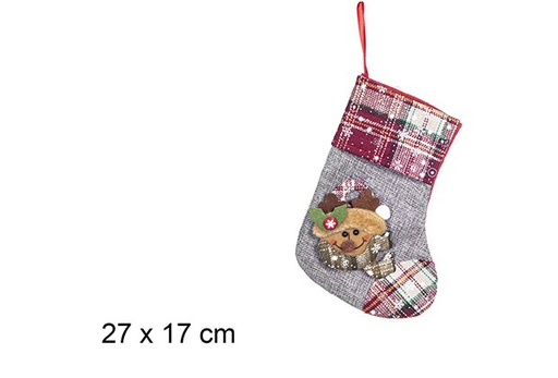 [106488] Chaussette décorée de Noël 27x17 cm