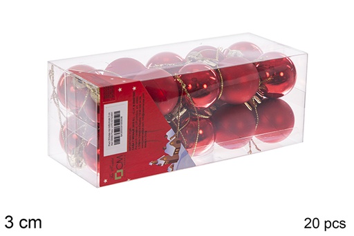 [106560] Pack 20 boules rouges brillantes/mates 3 cm