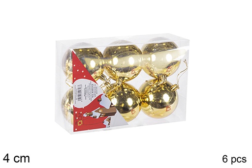 [106564] Pack 6 palline oro lucide 4 cm