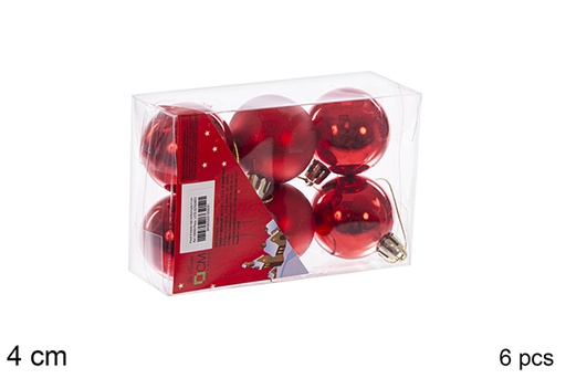 [106569] Pack 6 bolas rojo brillo/mate 4 cm