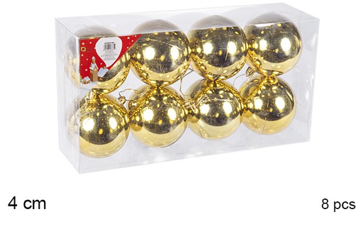 [106573] 8 gold shiny bauble 4cm