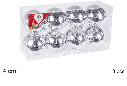 [106576] Pack 8 silver shiny bauble 4 cm