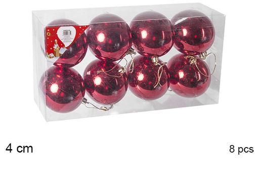 [106579] Pack 8 bolas rojo brillo 4 cm