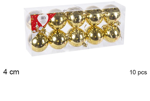 [106582] 10 boules dorées brillantes 4cm