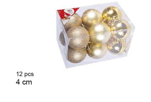 [106590] Pack 12 shiny/matte gold bauble 4 cm