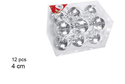 [106594] Pack 12 shiny silver bauble 4 cm