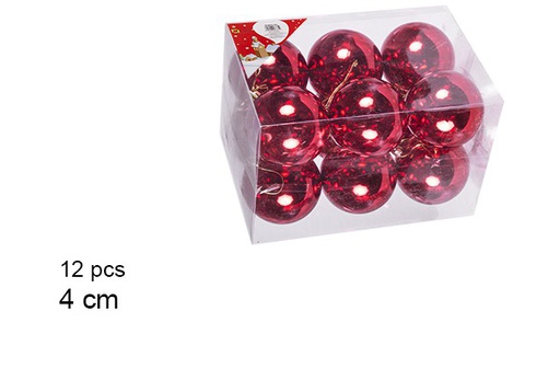 [106597] Pack 12 boules rouges brillantes 4 cm