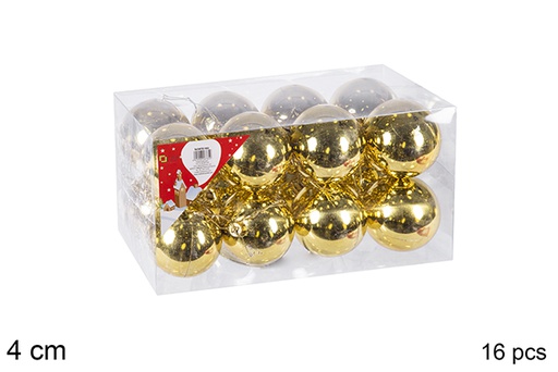 [106600] Pack 16 bolas oro brillo 4 cm