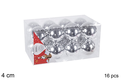 [106603] Pack 16 shiny silver balls 4 cm