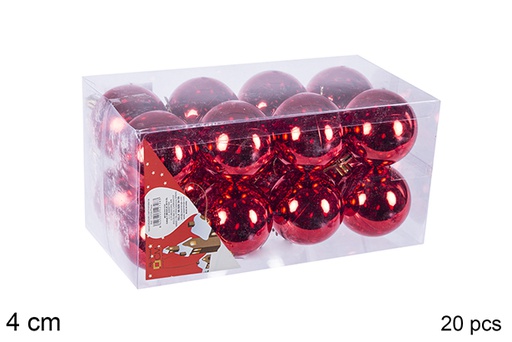 [106606] Pack 16 boules rouges brillantes 4 cm