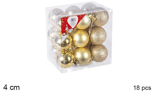 [106608] Pack 18 bolas ouro brilhantes/foscas/glitter 4 cm