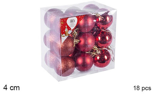 [106614] Pack 18 palline rosse lucideopache/glitterati 4 cm