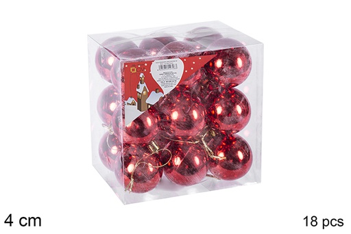 [106615] Pack 18 boules rouges brillantes 4 cm
