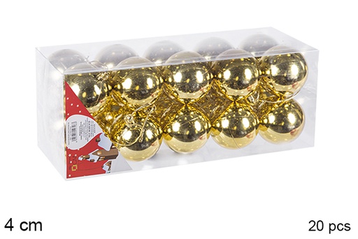[106618] Pack 20 boules dorées brillantes 4 cm