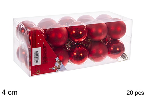 [106623] Pack 20 palline rosse lucide/opache 4 cm