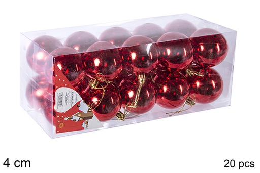 [106624] Pack 20 boules rouges brillantes 4 cm 