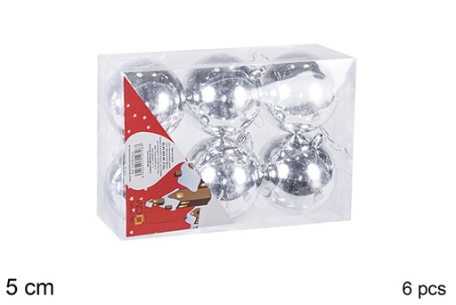 [106630] Pack 6 bolas plata brillo 5 cm