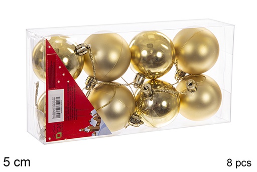 [106635] Pack 8 palline oro lucide/opache 5 cm
