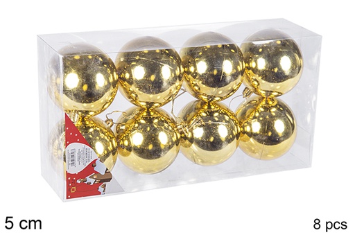 [106636] Pack 8 boules dorées brillantes 5 cm