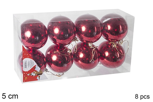 [106642] 8 palline rosse lucide 5cm