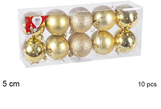 [106644] Pack 10 palline oro lucide/opache/glitterati 5 cm