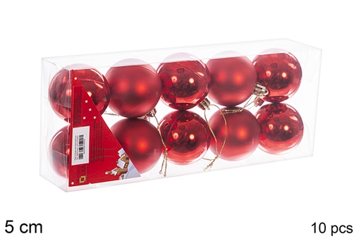 [106650] Pack 10 palline rosse lucide/opache 5 cm