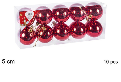 [106651] Pack 10 boules rouges brillantes 5 cm