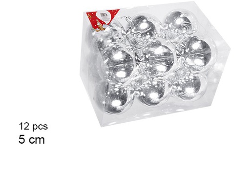 [106659] Pack 12 shiny silver bauble 5 cm