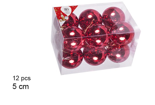 [106662] Pack 12 boules rouges brillantes 5 cm