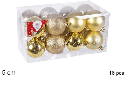 [106665] Pack 16 boules dorées brillantes/mates 5 cm