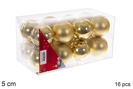 [106665] Pack 16 shiny/matte gold balls 5 cm