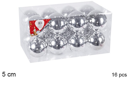 [106670] Pack 16 boules argentées brillantes 5 cm