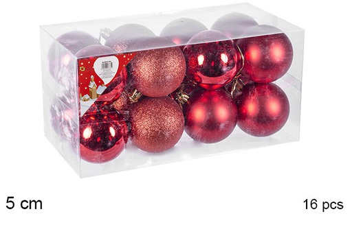 [106672] Pack 16 shiny/matte red balls 5 cm