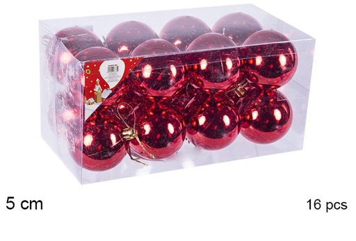 [106673] Pack 16 boules rouges brillantes 5 cm