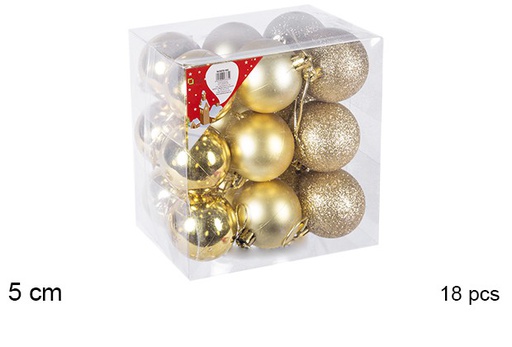 [106675] Pack 18 palline oro lucide/opache/glitterati 5 cm