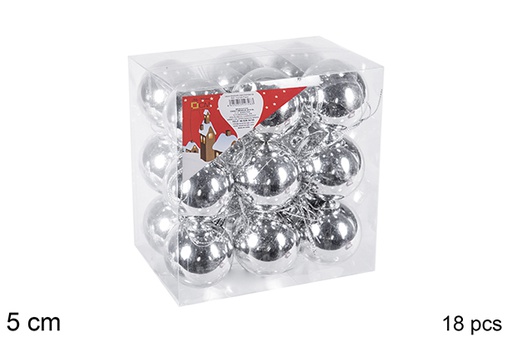 [106681] Pack 18 bolas plata brillo 5 cm