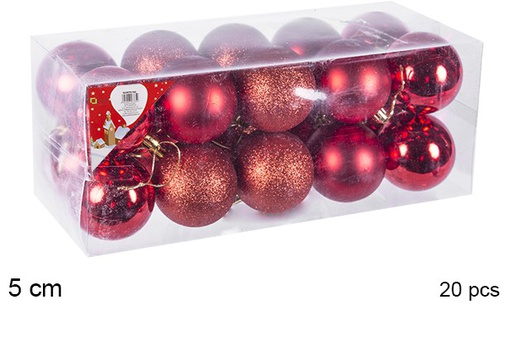 [106693] Pack 20 shiny/matte red bauble 5 cm 