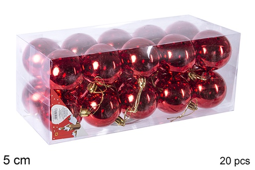 [106694] Pack 20 palline rosse lucide 5 cm 